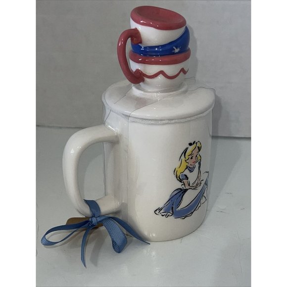 RAE DUNN Disney Alice In Wonderland "MAD TEA PARTY" Double Sided Mug Topper. NEW - Picture 13 of 16